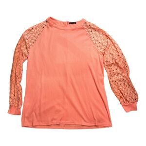 Lacey Sleeve Thermal Tee Shirt Size XL Peach Cozy Lounge Weekend Travel Layering